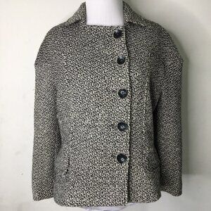 Philippe Adec Men's Black White Knit Asymmetrical Blazer Jacket Size 10